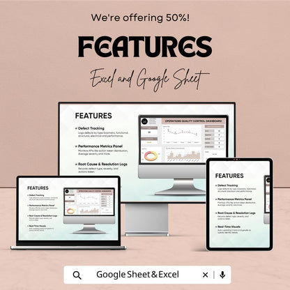 Operations Quality Control Dashboard Template | QC Dashboard Spreadsheet | Excel & Google Sheets