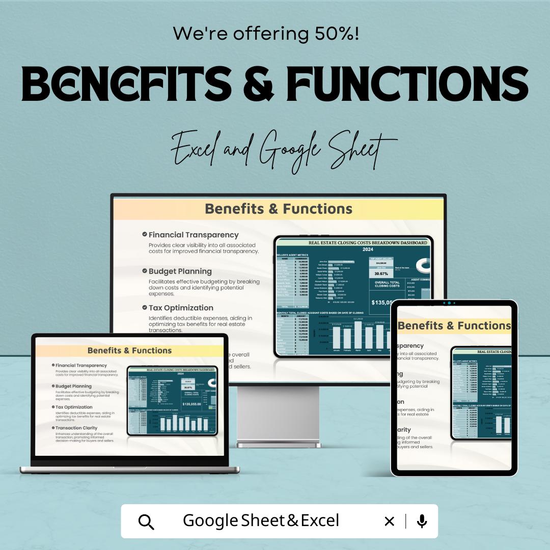 Real Estate Closing Costs Breakdown Template | Property Closing Cost Calculator | Buyer Seller Cost Sheet | Excel & Google Sheets