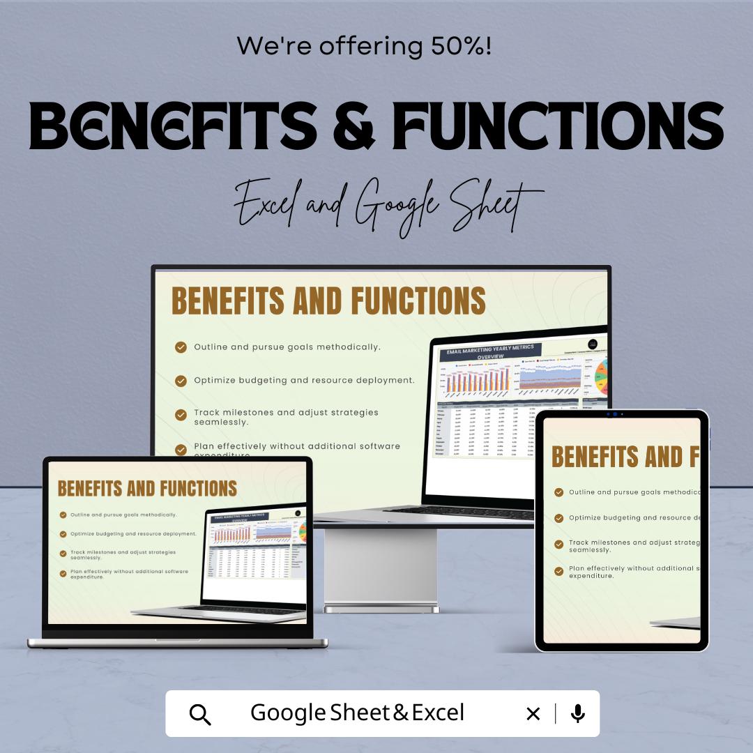 Email Marketing Yearly Metrics Overview Template | Email Analytics Dashboard | KPI Tracker Spreadsheet | Email Performance Report