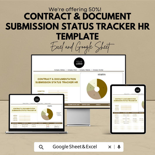 Contract & Document Submission Status Tracker HR Template | Excel and Google Sheets | HR Document Tracking System