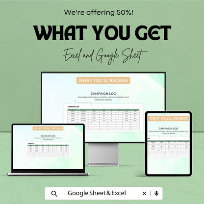 Startup Influencer Campaign ROI Tracker Template | Excel & Google Sheets | Influencer Marketing Analytics, Campaign Performance Tracker