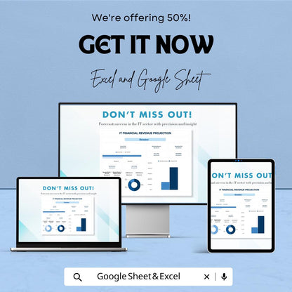 IT Financial Revenue Projection Template | IT Business Forecast Model | Monthly Profit & Sales Projection Dashboard
