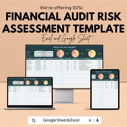 Financial Audit Risk Assessment Template | Audit Risk Matrix, Internal Control Evaluation, Compliance Review Sheet | Excel and Google Sheets