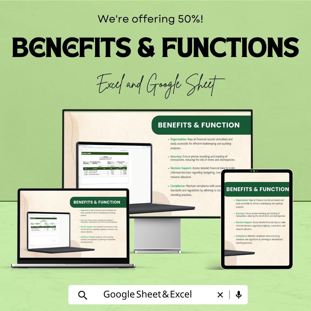 Business Ledger Template | Accounting Ledger Spreadsheet | Bookkeeping Template | Income Expense Tracker | Double Entry Ledger