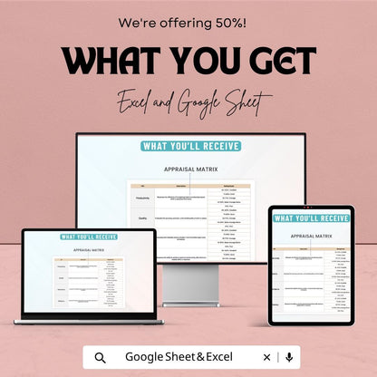 Operations Performance Appraisal Template | Employee Evaluation Matrix | KPI Performance Review Tracker | Excel & Google Sheets |