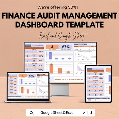 Finance Audit Management Dashboard Template | Business Audit Tracker | Compliance & Risk Monitoring Spreadsheet | Audit Report Tool