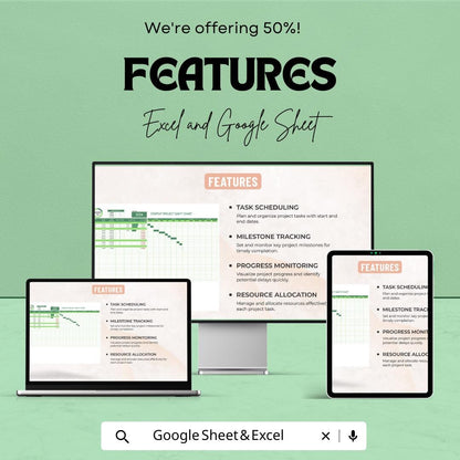 Startup Project Gantt Chart Template | Excel & Google Sheets Project Planner | Business Timeline Spreadsheet