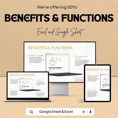 Commercial Roofing Bid Template | Roofing Estimate Template | Construction Bid Spreadsheet | Contractor Proposal Template