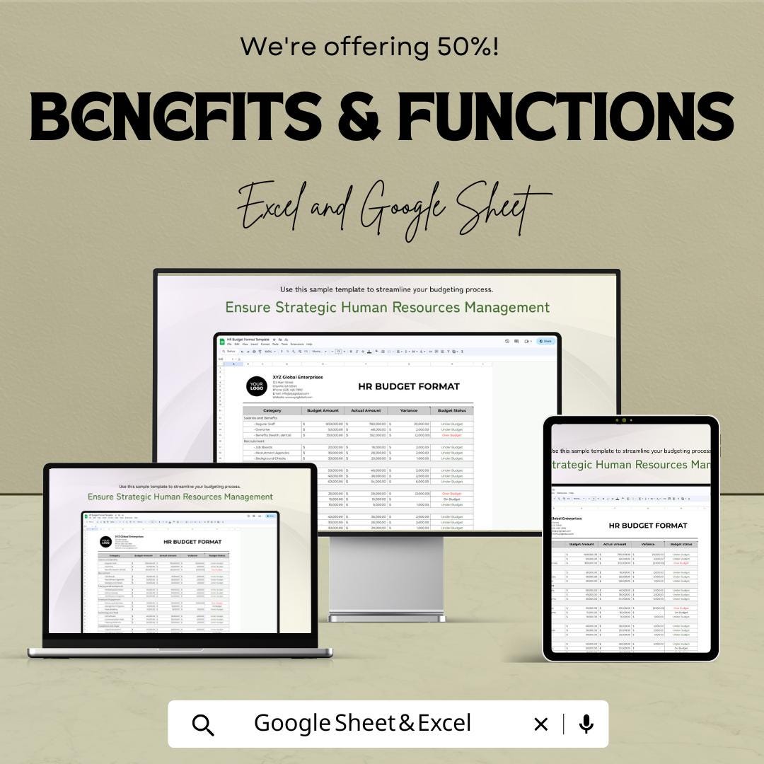 HR Budget Format Sheet | Excel & Google Sheet Template for Efficient Budget Management | 50% Off Now