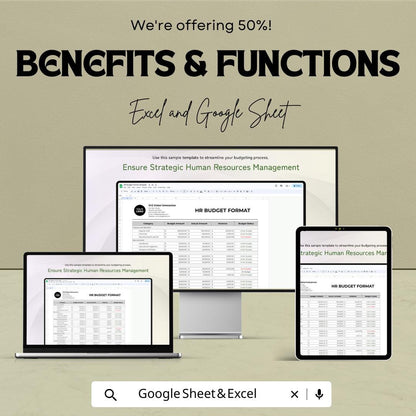 HR Budget Format Sheet | Excel & Google Sheet Template for Efficient Budget Management | 50% Off Now