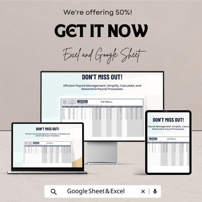 Payroll Sheet - Professional Payroll Template - Google Sheets - 50% OFF - Easy Wage Calculation & Tax Handling for Small Businesses