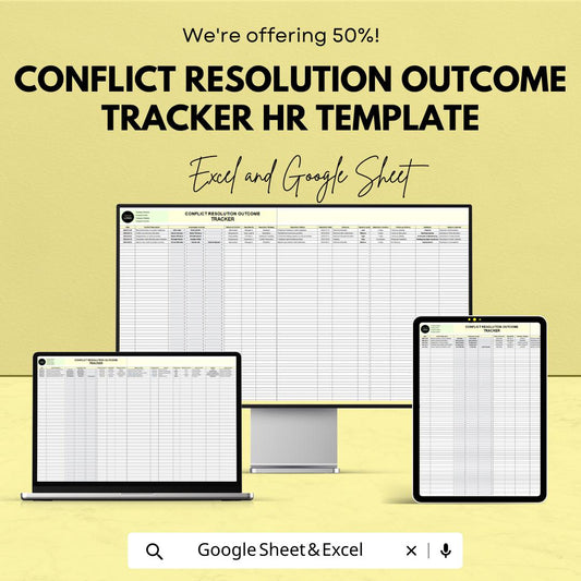 Conflict Resolution Outcome Tracker HR Template | Excel and Google Sheets HR Case Log | Employee Incident & Dispute Tracking Spreadsheet
