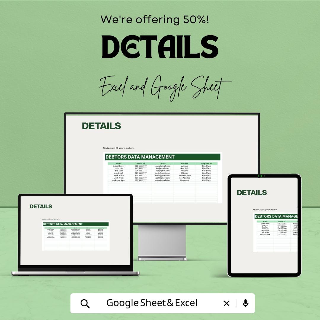 ersonal Debt Schedule Template | Debt Tracker Spreadsheet | Loan Repayment Planner | Excel & Google Sheets Budget Tool