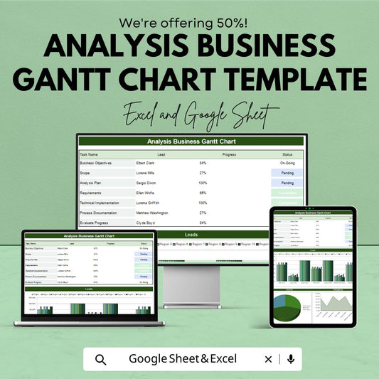 Analysis Business Gantt Chart Template | Project Management Task Tracker Dashboard | Business Planning Timeline Sheet