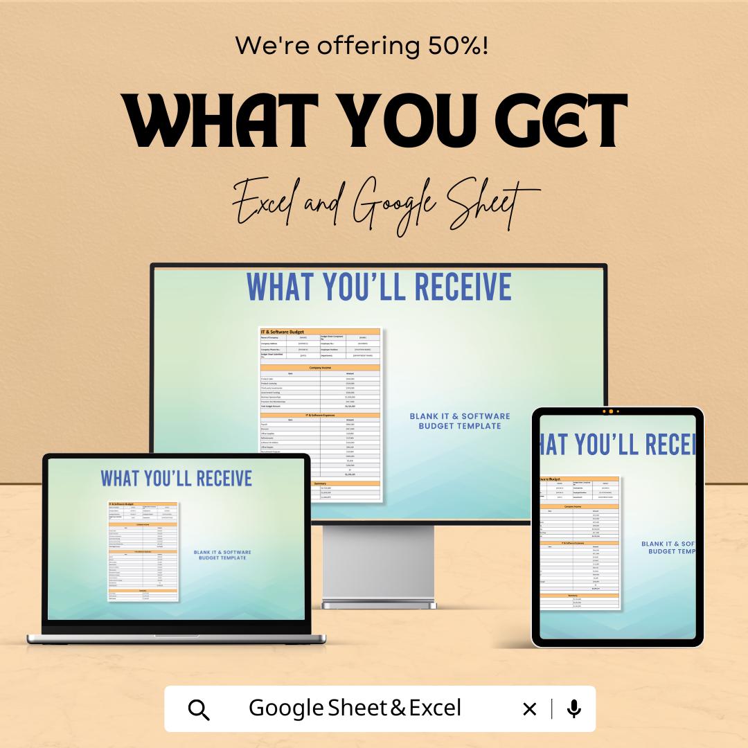 IT & Software Budget Template | Company Budget Planner | Business Expense Tracker | Editable Budget Spreadsheet