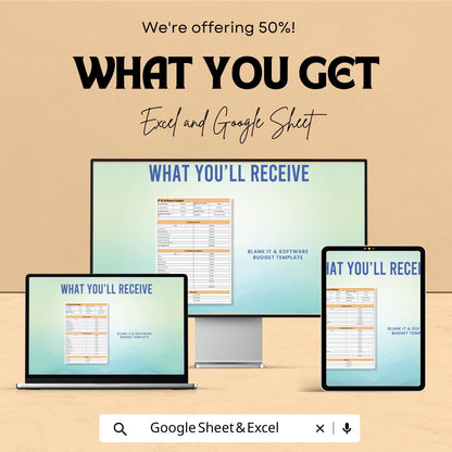 IT & Software Budget Template | Company Budget Planner | Business Expense Tracker | Editable Budget Spreadsheet