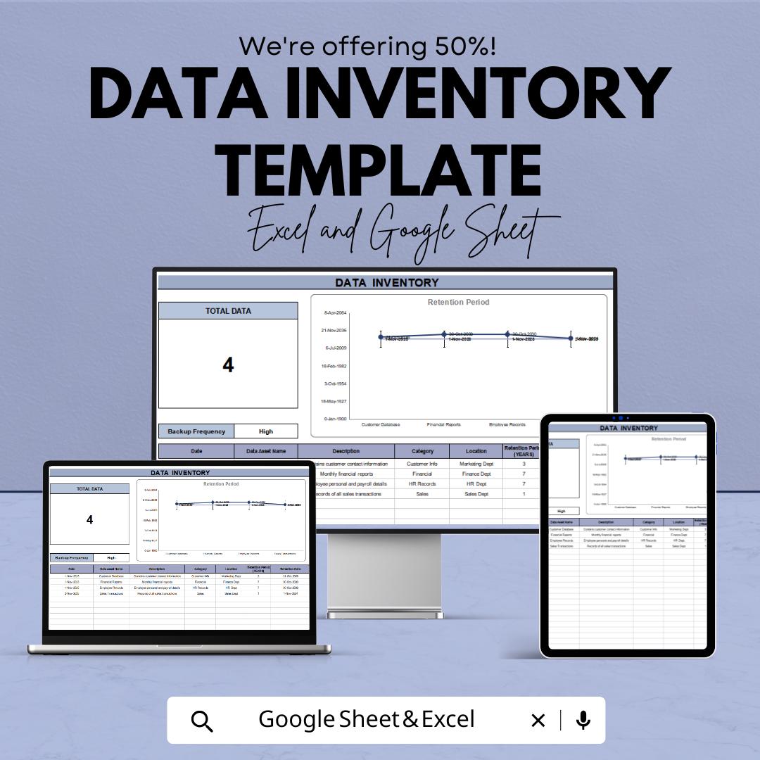 Data Inventory Template | Business Data Management Spreadsheet | Data Tracking and Organization Sheet