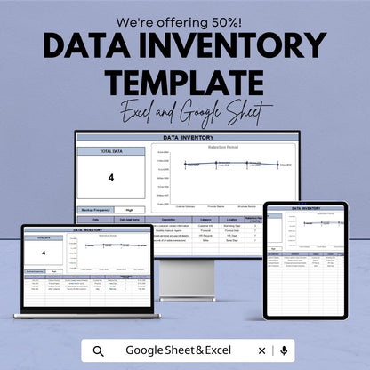 Data Inventory Template | Business Data Management Spreadsheet | Data Tracking and Organization Sheet
