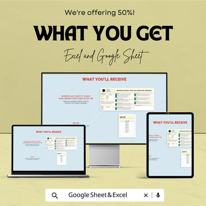 Workplace Safety Audit and Inspection Checklist HR Sheet | Google Sheet Template | Safety Management | Workplace Compliance |