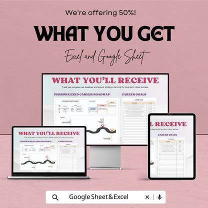 Personalized Career Roadmap Template | Career Planning Worksheet | Professional Goal Planner | Career Development Tracker
