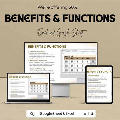 Marketing Affiliate Traffic & Conversion Analytics Template | Affiliate Dashboard | Conversion Tracker | Marketing KPI Template
