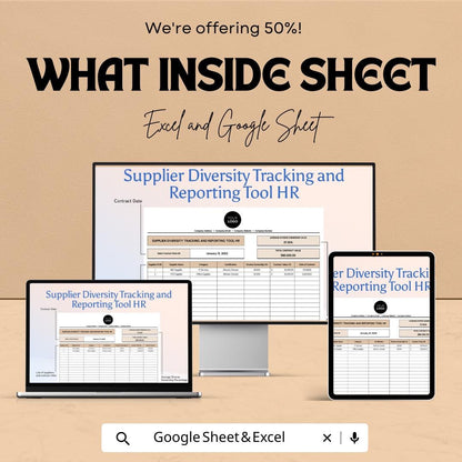 Supplier Diversity Tracking and Reporting Tool HR Template | Supplier Diversity Spreadsheet | DEI Reporting Tracker | Excel & Google Sheets