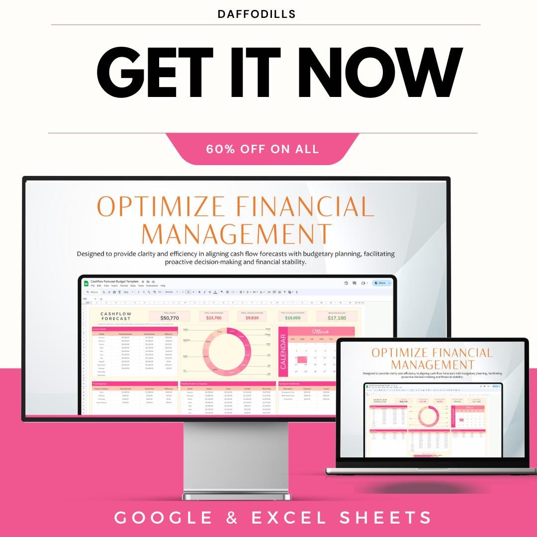 Cashflow Forecast Budget Template, Cash Flow Planning Sheet, Monthly Budget Dashboard, Financial Forecast Tool, Google Sheets Excel