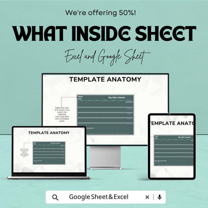 Blog Content Calendar Template | Editorial Calendar Spreadsheet | Content Planning Template | Blog and Social Media Planner