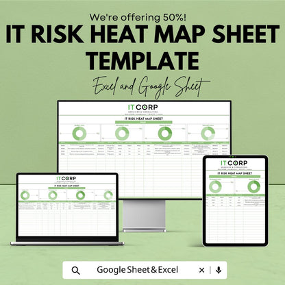 IT Risk Heat Map Template Excel, Risk Assessment Matrix Spreadsheet, Project Risk Dashboard, Risk Register Log, Google Sheets Risk Tracker