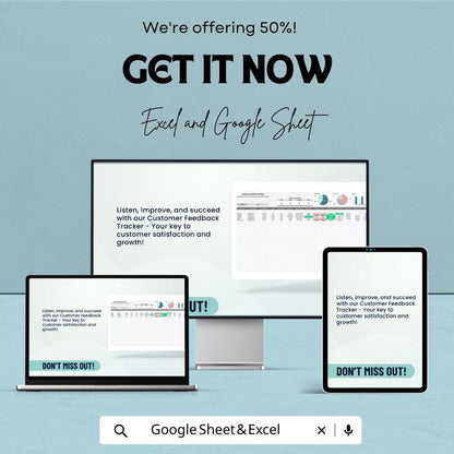 Customer Feedback Tracker Template | Feedback Management Spreadsheet | Customer Review Tracker | Excel & Google Sheets