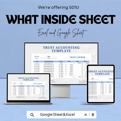 Trust Accounting Sheet | Excel and Google Sheet Template | Trust Ledger for Law Firms, Clients, Finance, Compliance & Transparency