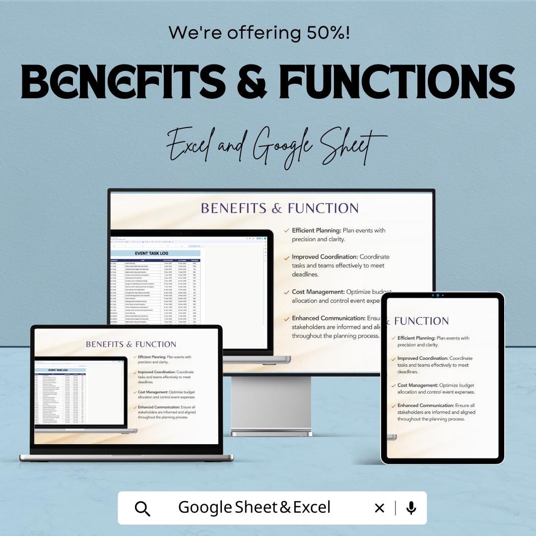 Event Gantt Chart Template Excel, Event Planning Timeline, Project Schedule Spreadsheet, Task Tracker, Google Sheets Event Planner