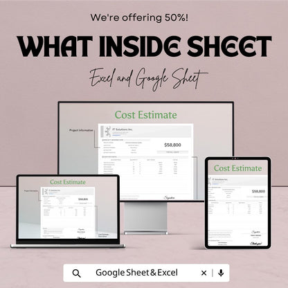 IT Project Cost Estimate Template | Project Budget Planner | Cost Estimation Spreadsheet | IT Budget Tracker | Financial Planning Tool