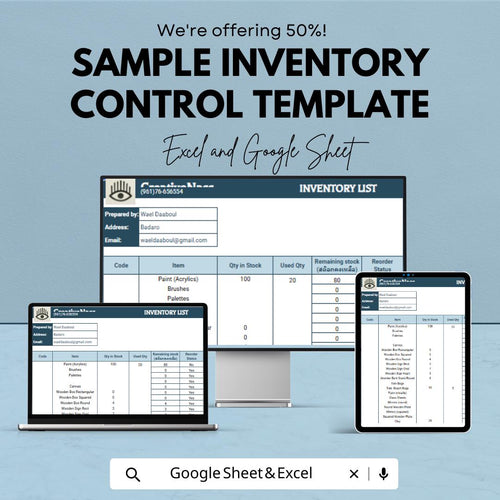 Inventory Control Template | Stock Management Spreadsheet | Excel & Google Sheets Inventory Tracker | Small Business Inventory List