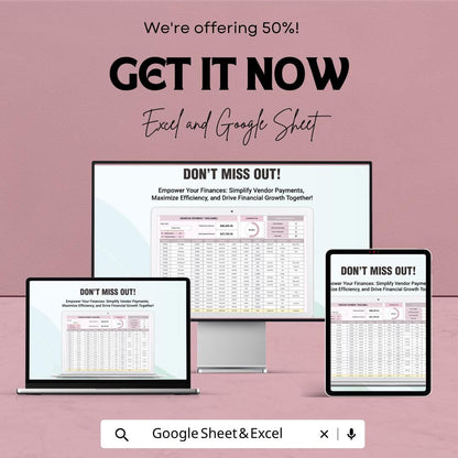 Vendor Payment Tracking Template | Accounts Payable Tracker Excel | Vendor Invoice Tracker Spreadsheet | Payment Management Sheet