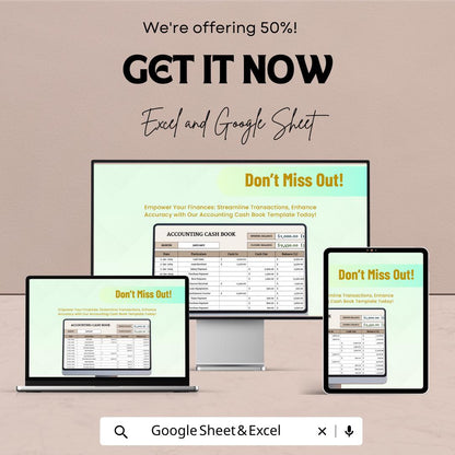 Accounting Cash Book Template | Simple Cashbook Tracker | Income & Expense Spreadsheet | Small Business Finance Template