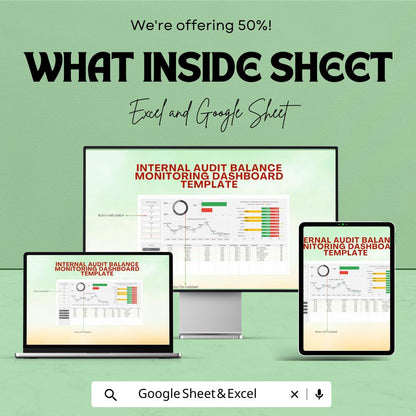 Internal Audit Balance Monitoring Dashboard Sheet - Excel & Google Sheets Template for Financial Analysis and Reporting