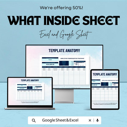 Accounting Employee Compensation Tracking Template | Payroll Tracking Spreadsheet | Employee Pay Record Manager