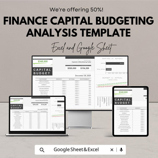 Finance Capital Budgeting Analysis Template | Capital Budget Planner | Investment Analysis Spreadsheet | Financial Planning Tool