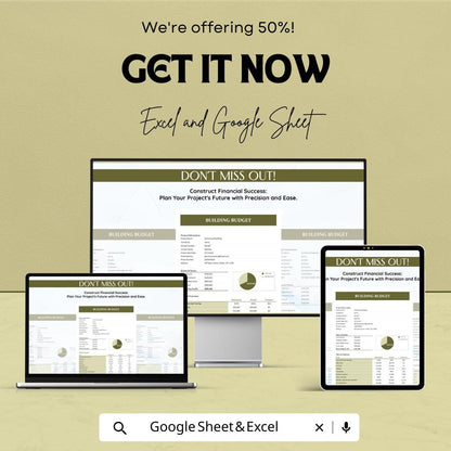 Building Budget Template | Construction Budget Spreadsheet | Project Cost Tracker | Contractor Budget | Excel & Google Sheets