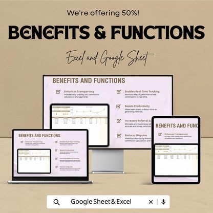 Sales Referral Commission Calculator Sheet | Excel and Google Sheets Template | Track Referrals & Commissions | Automated Commission Tracker