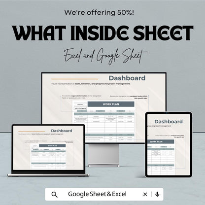 Work Plan Template | Project Management Planner | Productivity & Goal Planner | Digital Work Schedule