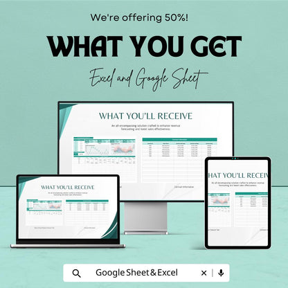 Sales Contract Revenue Forecast Tool Template | Revenue Forecast Google Sheets | Contract Tracking Spreadsheet | Sales Projection Template |