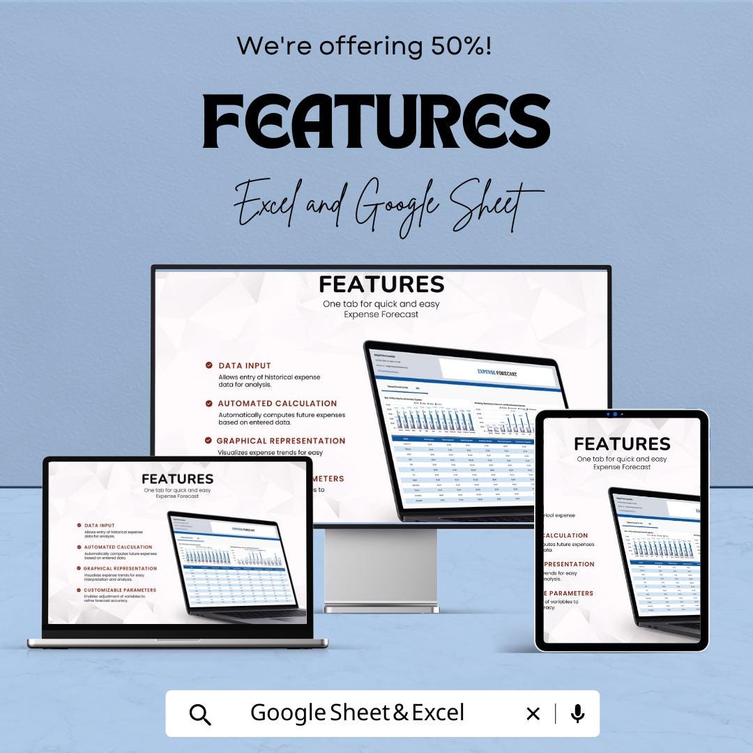 Expense Forecast Template | Business Expense Planner | Budget Forecast Spreadsheet | Excel & Google Sheets