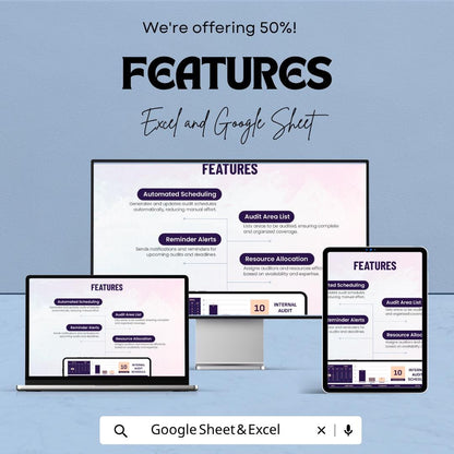 Automated Audit Tracker | Internal Audit Schedule Template | Compliance Dashboard | Audit Planner Spreadsheet