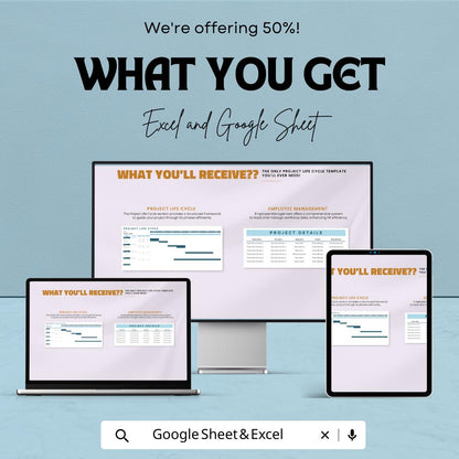 Project Life Cycle Template | Excel & Google Sheets Project Management Planner | Project Phases Tracker | Workflow and Milestone Spreadsheet