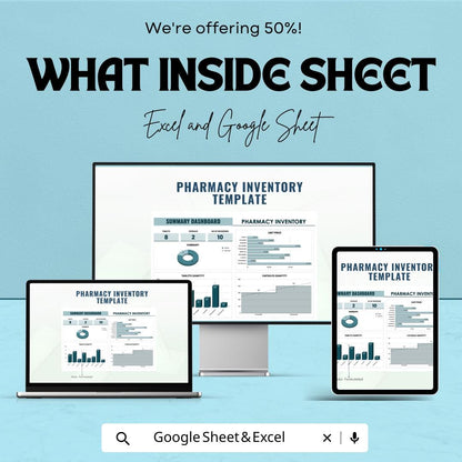 Pharmacy Inventory Management Sheet | Excel & Google Sheets Template | Medication Stock Tracker | Inventory Control | Drug List Tracker