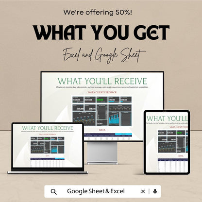 Sales Monthly Dashboard | Excel & Google Sheets | Track Revenue, Expenses, Profit | Business Finance Tracker | KPI Spreadsheet