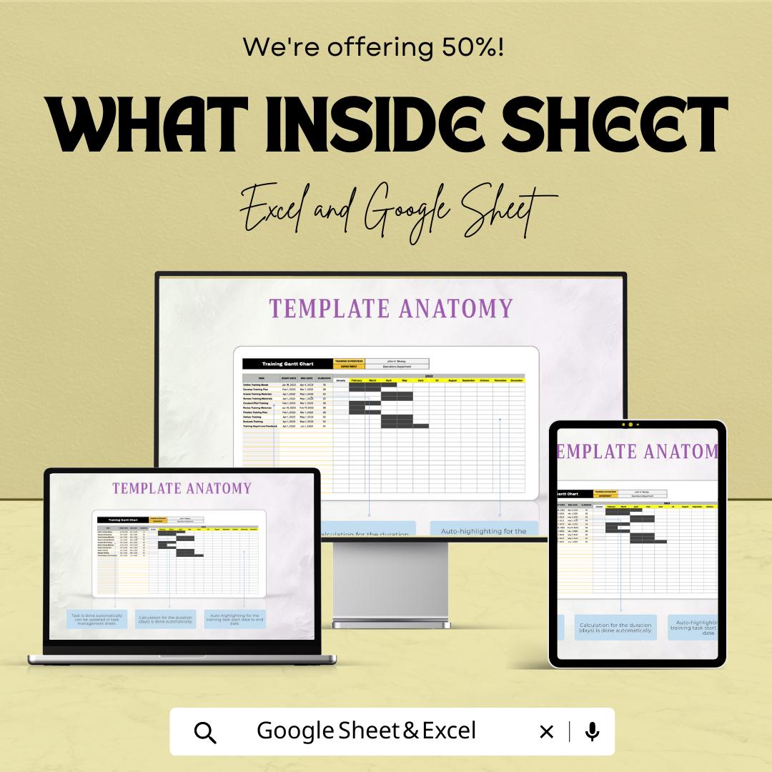 Training Gantt Chart Template | Training Schedule Spreadsheet | Employee Training Planner | Excel & Google Sheets Project Timeline