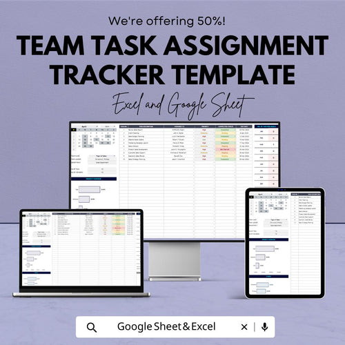 Team Task Assignment Tracker Template | Excel and Google Sheets Task Manager | Project & Team Productivity Dashboard